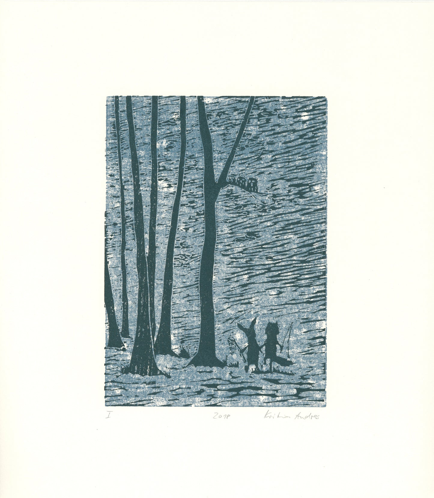 Druckgrafik "Fuchs und Hase"