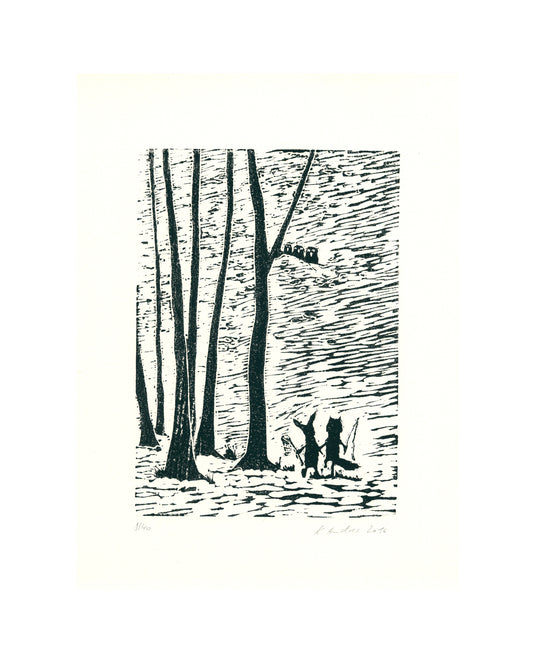 Druckgrafik  "Fuchs und Hase"